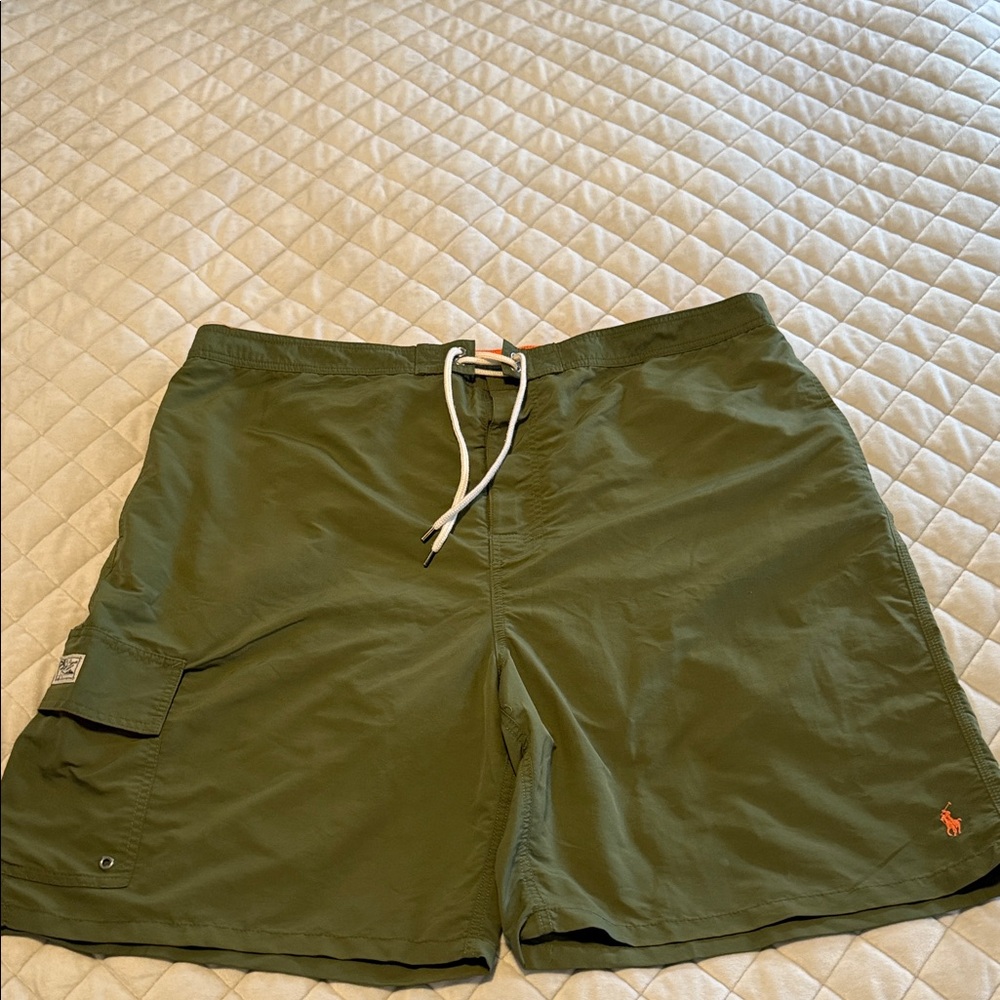 NWOT Polo by Ralph Lauren Olive Green Swim Board Shorts